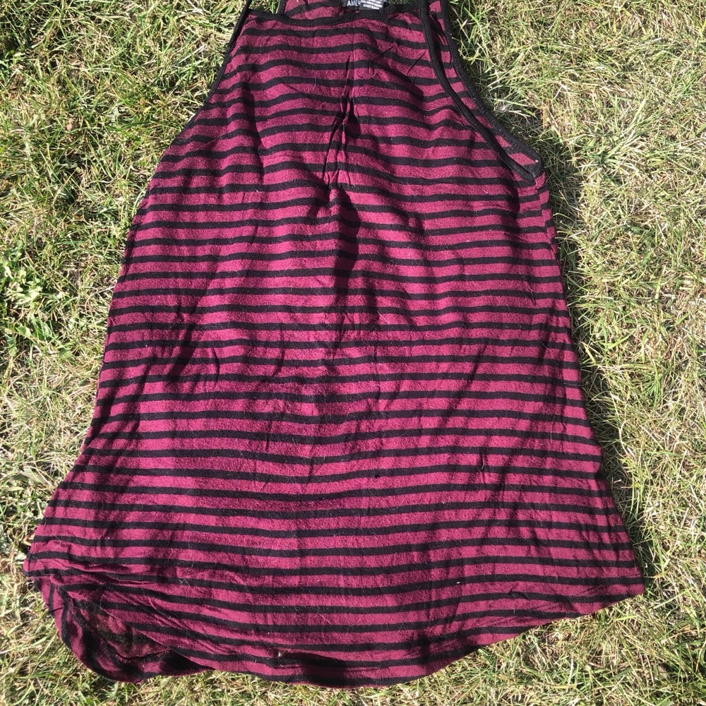 Striped Pink and Black Racerback Camisole Tank